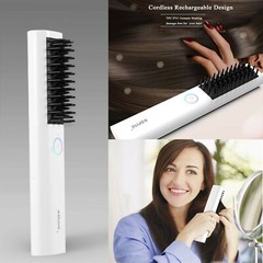 Hair Straightener Brush, Cordless Ceramic Hair Straightening Brush, Anti Scald F