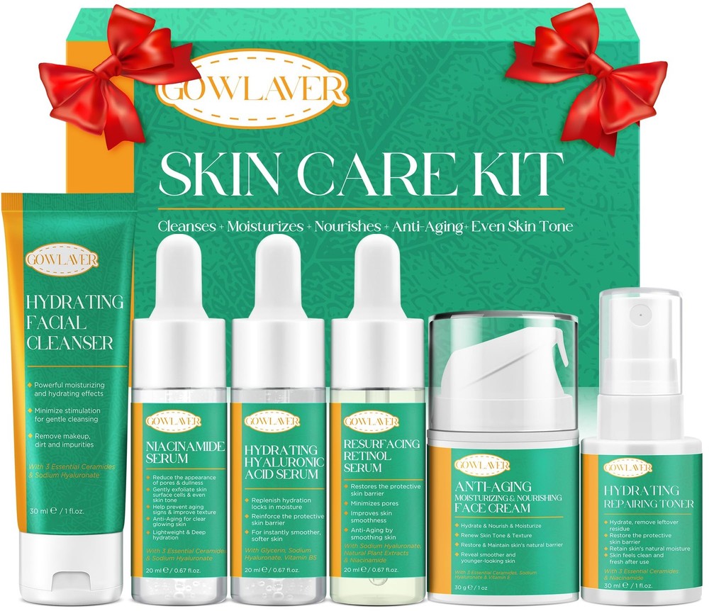 Lifting & Firming Anti-Aging Skin Care Set Kit for Women Travel Size, Green