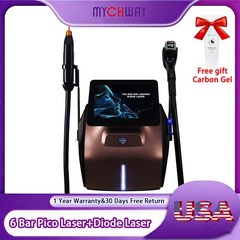 2 In 1 808nm Diode Laser Hair Removal & Pico Laser Tattoo removal Machine 6bar