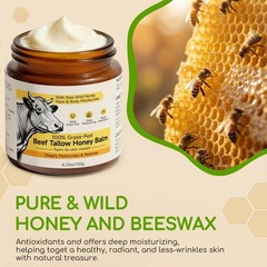 Beef Tallow for Skin & Face, Whipped and Honey 4.2 Fl Oz (Pack of 1)
