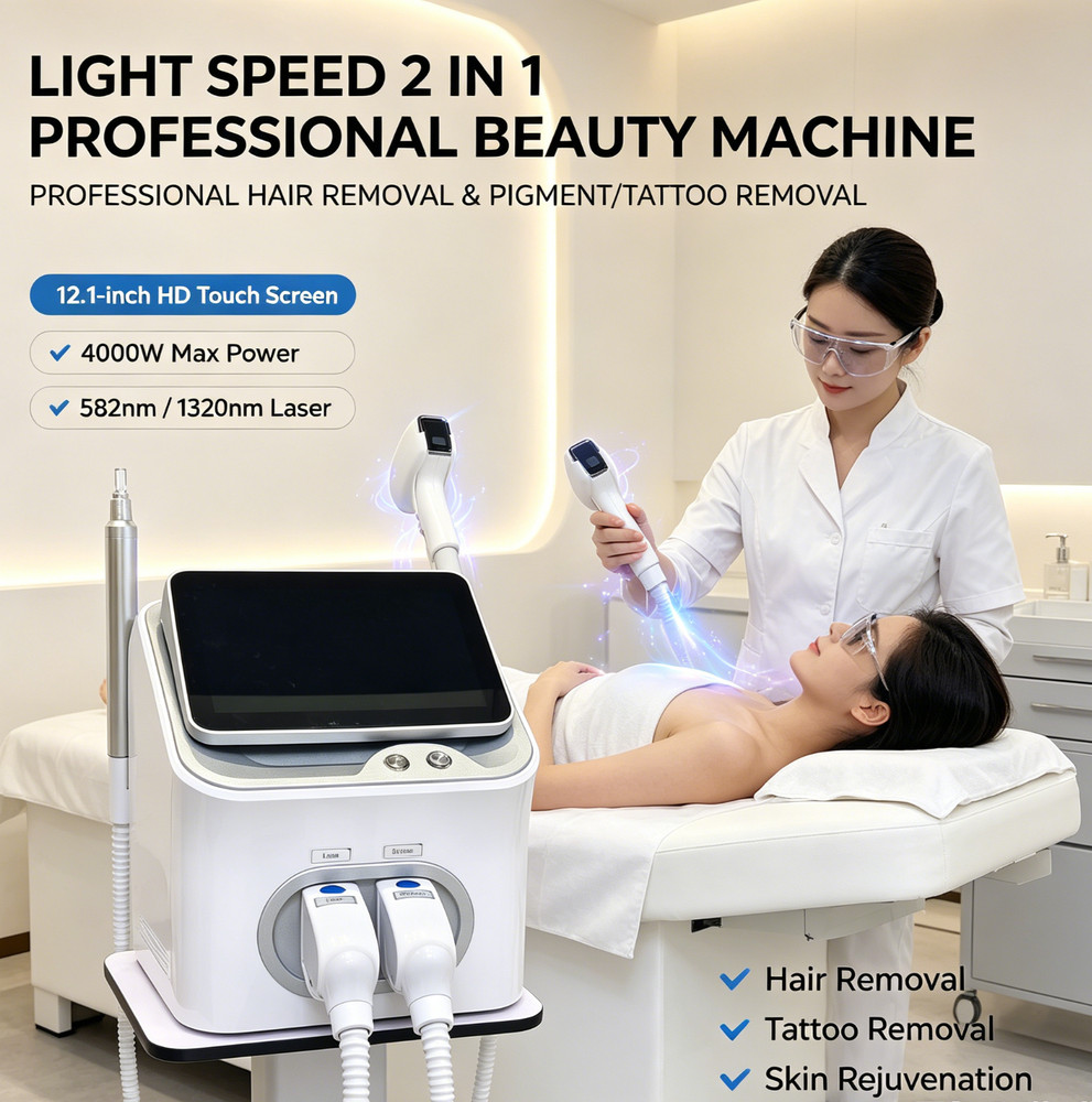 Light Speed 2in1 Laser Hair & Tattoo Removal Salon Skin Rejuvenation Machine