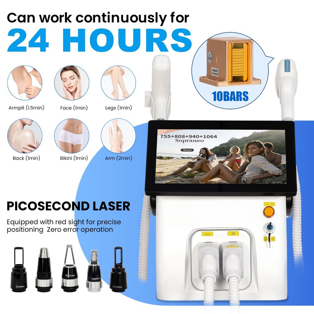 2-In-1 Diode Hair Removal Picosecond ND-YAG Laser Tattoo Removal Machine