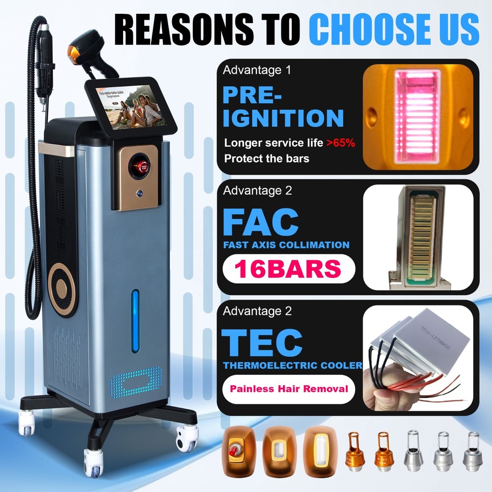 2IN1 4000W Diode Pico Laser Ice Painless Hair & Tattoo Removal Salon Machine