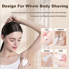 Painless Women’s Facial Hair Remover, LED Light, USB Rechargeable, Dual-Blade Ra