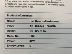 PB2 Intense Pulsed Light Hair Removal Instrument, Open Box