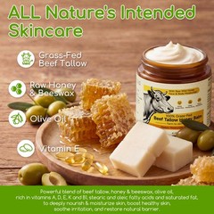 Beef Tallow for Skin & Face, Whipped and Honey 4.2 Fl Oz (Pack of 1)