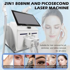 2-In-1 808 Diode Laser Hair Removal +Picosecond Tattoo Removal Skin Rejuvenation