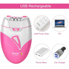 Kemei KM-189A Rechargeable Women’s Epilator Painless Hair Removal Body Shaver P