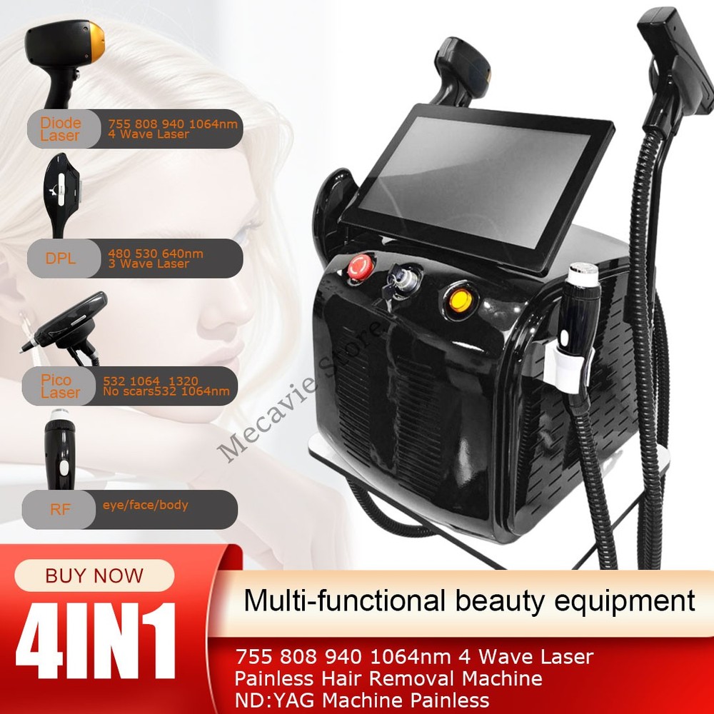 4IN1 Laser Beauty Machine Hair Removal Tattoo Removal Skin Care Salon Device