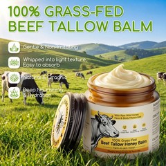 Beef Tallow for Skin & Face, Whipped and Honey 4.2 Fl Oz (Pack of 1)