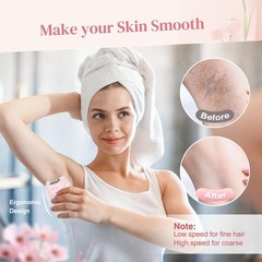 Smooth Glide Epilator for Women, Painless 2-Speed Hair Removal Device with LED L