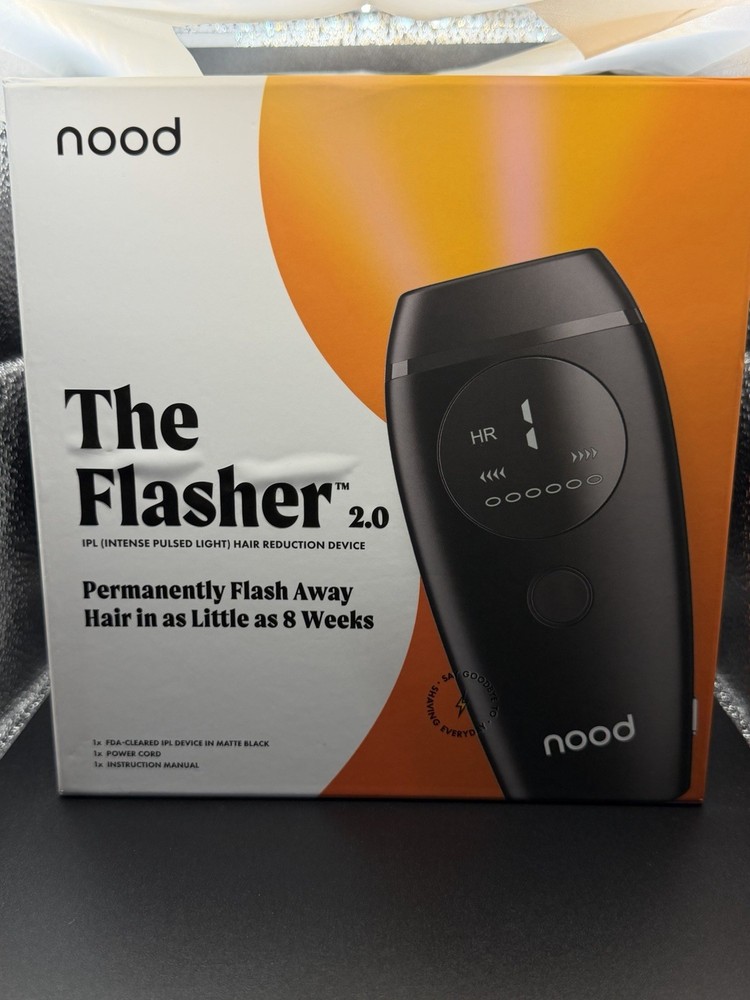 Nood The Flasher v2.0 IPL Hair Removal Device, White, Corded w/ Charger & Box
