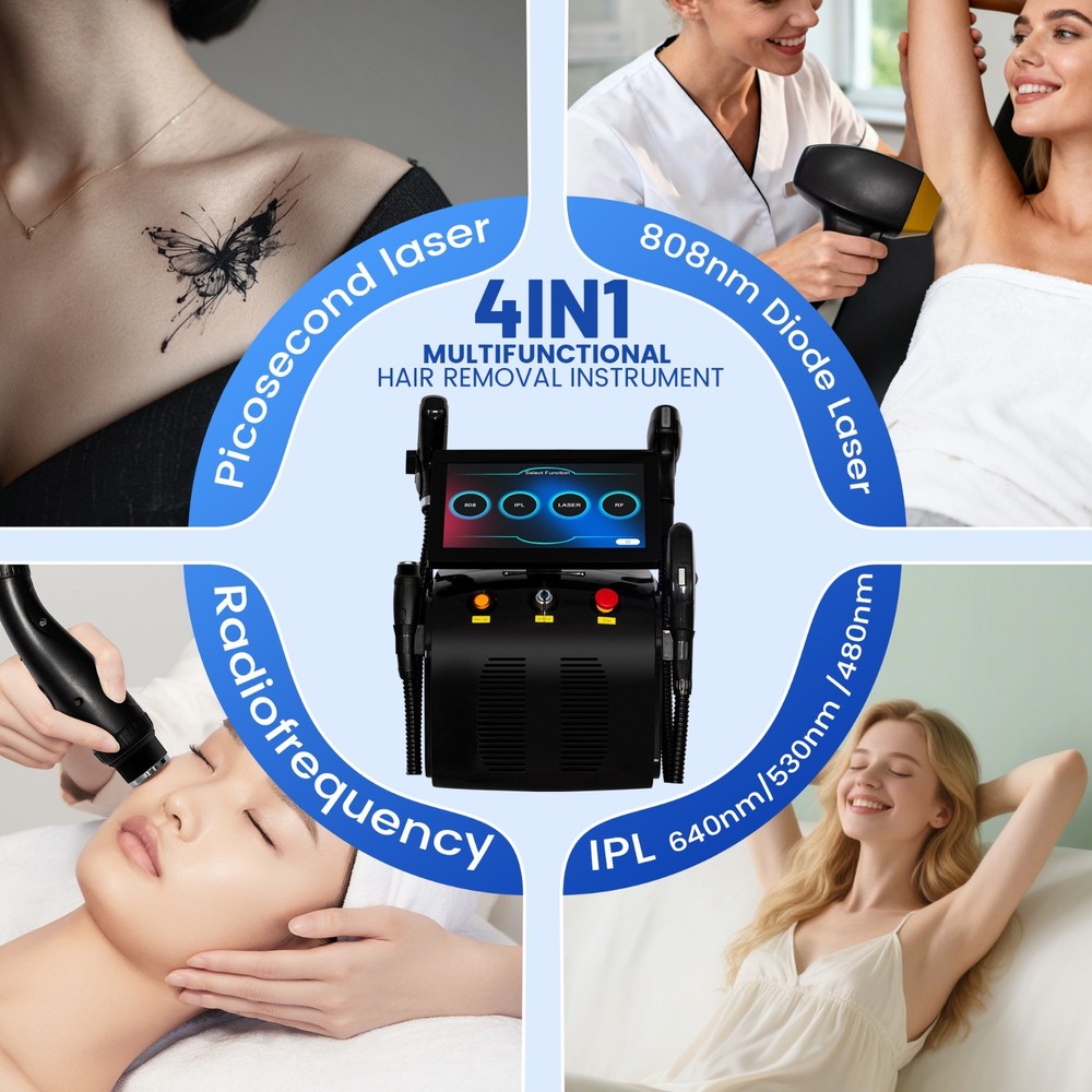4-In1 IPL Diode Laser Hair Removal Pico Nd Yag Picosecond Tattoo Removal Machine
