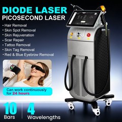 Diode Laser+Picolaser 10Bars FAC 5000W Hair Removal Machine 755/808/940/1064
