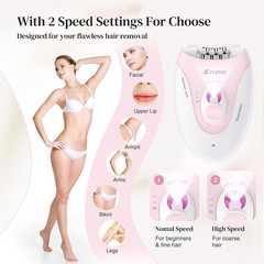 Smooth Glide Epilator for Women, Painless 2-Speed Hair Removal Device with LED L