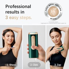 IPL Laser Hair Removal Device for Women & Men – Safe At-Home 45°F Green