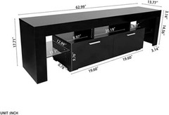 Qiyom Modern High Gloss LED TV Stand for TVs Up to 70″, Media Console/ Black