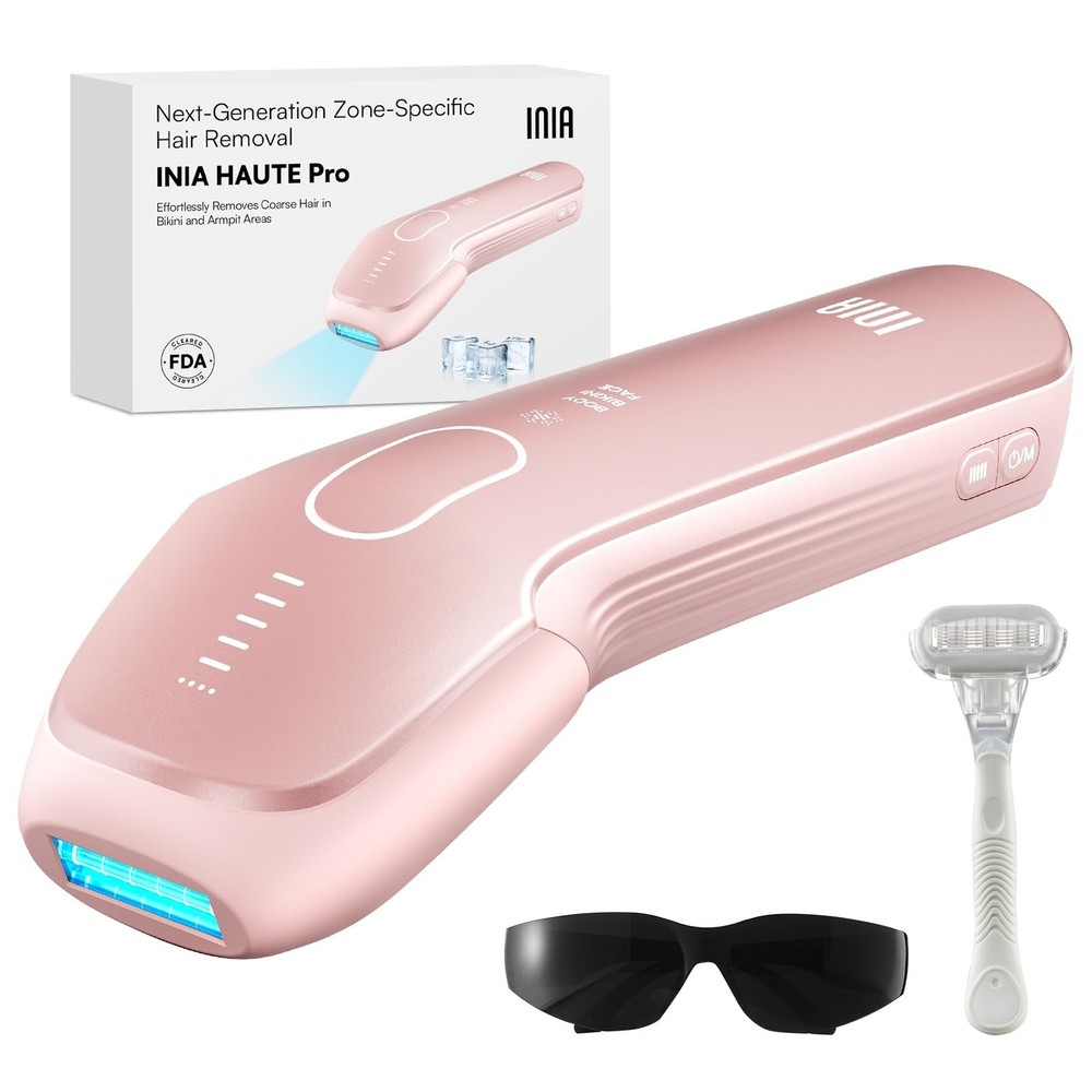 INIA HAUTE Pro Laser Hair Removal with Ice-Cooling Care for Women and Men Pink