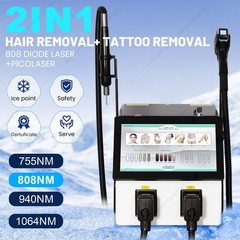 New 2-in-1 Diode Laser Hair Removal 4-Wave 10 Bars & Pico Tattoo Removal Machine