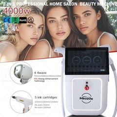 2IN1 Diode & Pico YAG Laser Hair Tattoo Removal 4 Wavelength Salon Machine