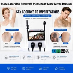 2IN1 808nm Diode Laser Hair Removal Pico NG YAG Laser Tattoo Beauty Machine