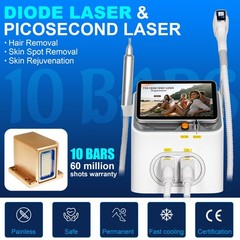 New 2-in-1 Diode Laser Hair Removal 4-Wave 16 Bars & Pico Tattoo Removal Machine