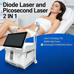 2 In 1 808nm Diode Laser Hair Removal & Pico Laser Tattoo removal Machine 10bar