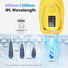 IPL Laser Hair Removal Device for Women & Men – Home 45°F Ice-Cooling Yellow