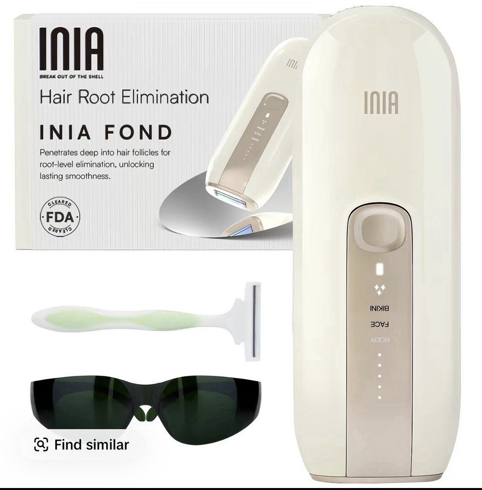 INIA FOND IPL Hair Removal Device Kit White Corded w/ Sunglasses, 5 Settings