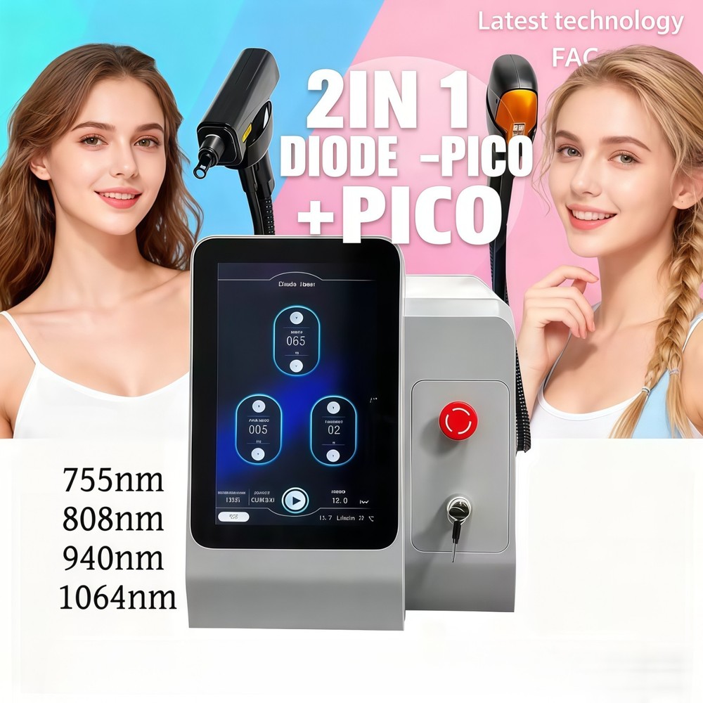 Multi-function 2-in-1 808NM Diode Laser + Picosecond Laser Device Hair Removal
