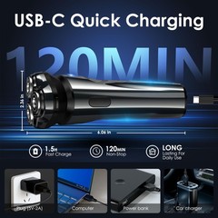 Abgab Electric Rechargeable Shaver For Dry Electric Razor Ipx7 Waterproof