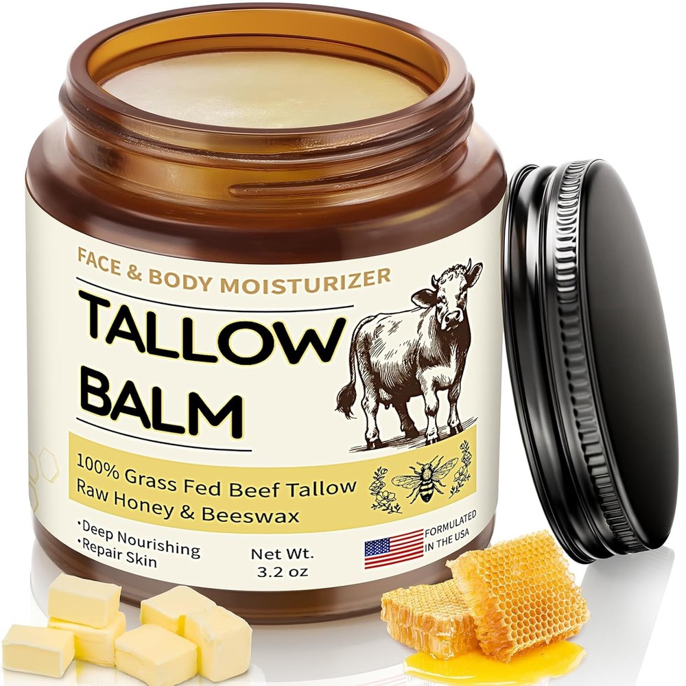Veakoo Beef Tallow for Skin, Organic Whipped and Honey Balm, Grass…