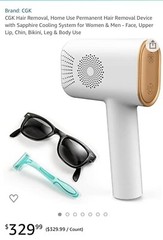 CGK Hair Removal, Home Use Permanent Hair Removal Device with Sapphire Cooling