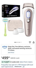 Braun IPL Hair Removal Device Model 6036, 3 Heads, Pouch, White/Gold