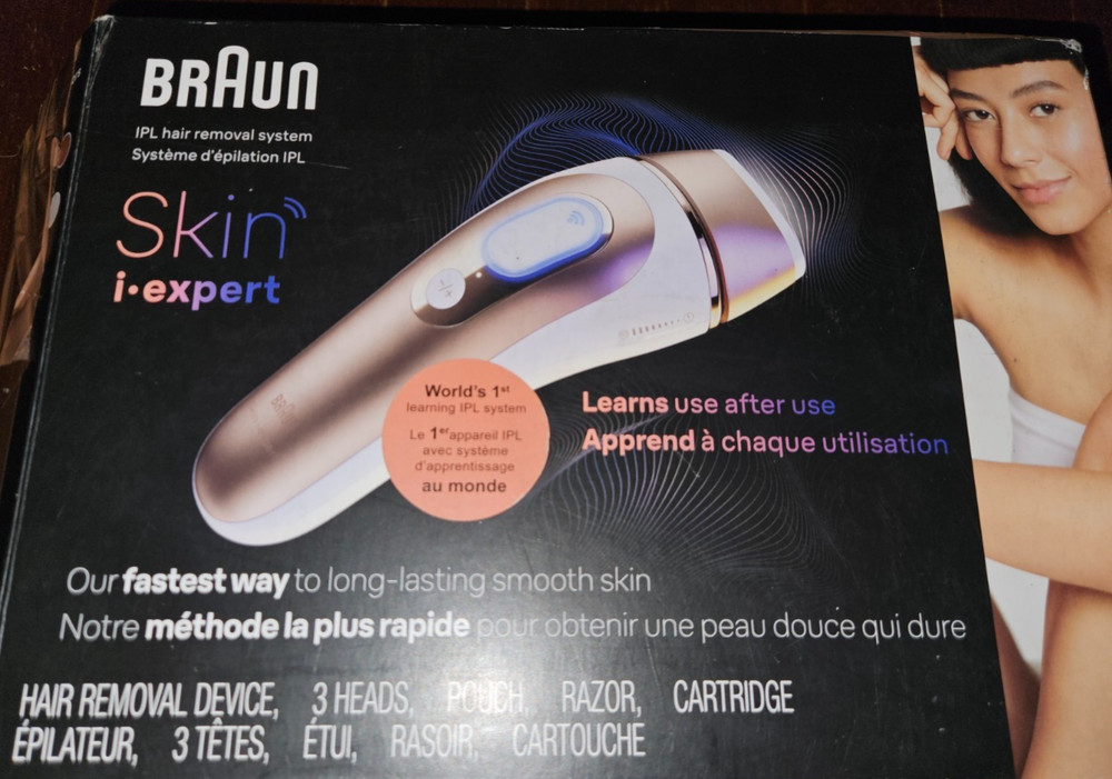 BRAUN SKIN I EXPERT SMART IPL 7387 HAIR REMOVAL COMPLETE W/ VANIY CASE OPEN BOX