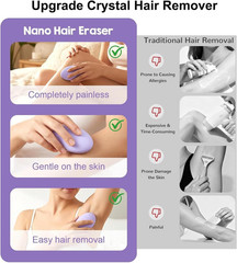 2PCS Premium Crystal Hair Eraser, Reusable Crystal Hair Remover Painless Exfolia