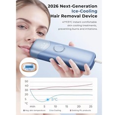 Ice-Cool IPL Hair Removal Device w/ Cooling, LCD Display, Auto Mode, Blue