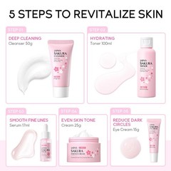 Skincare Gift Set Sakura Skin Care Travel Kit with Cleanser, Toner, 50g