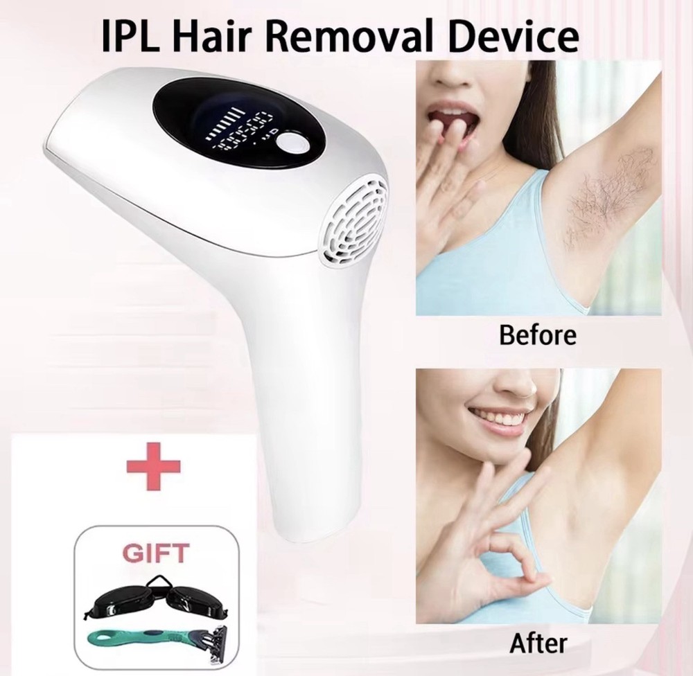 Laser IPL Hair Removal Device 900000 Flashes LCD Display 8 Settings White