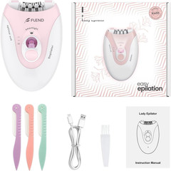 Smooth Glide Epilator for Women, Painless 2-Speed Hair Removal Device with LED L