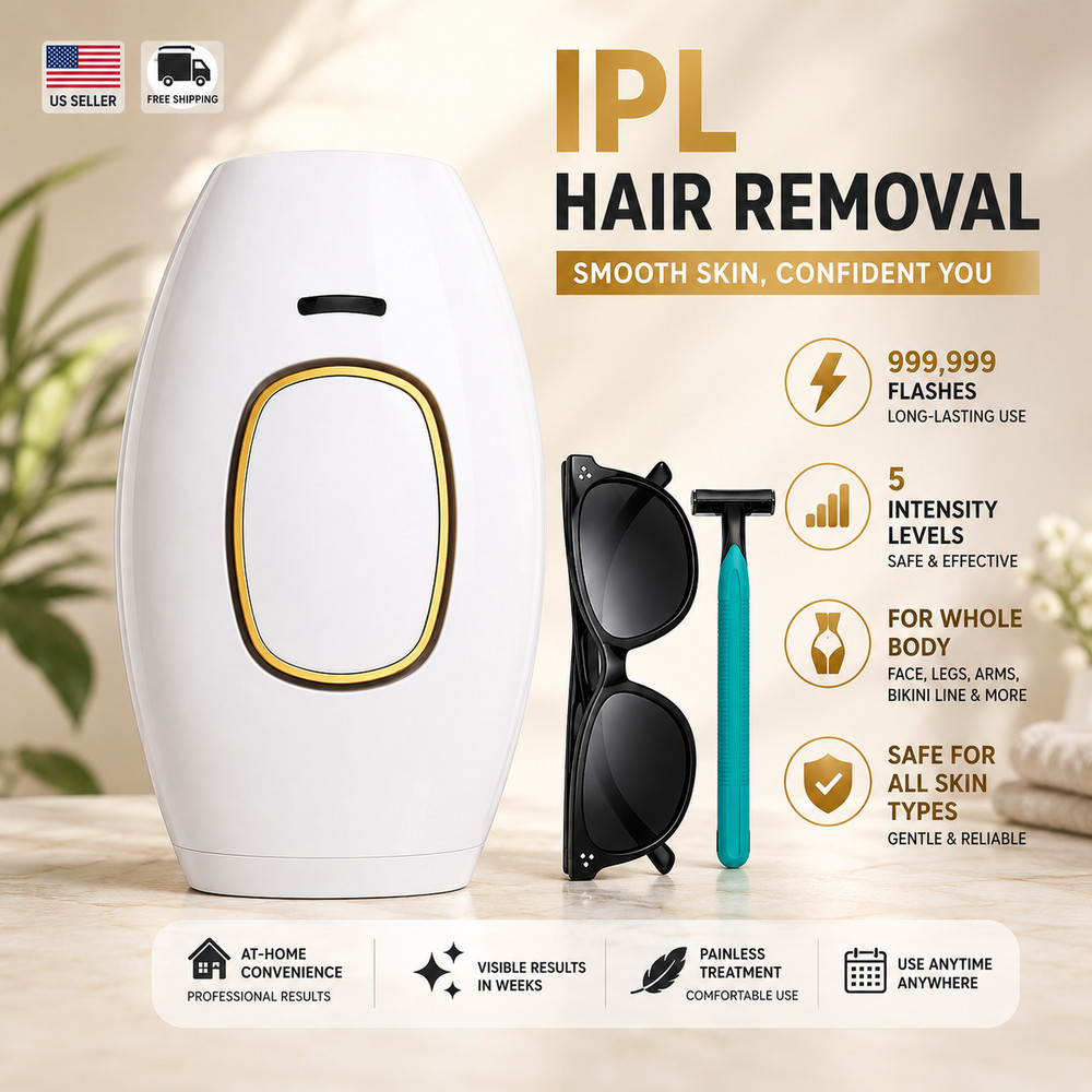 IPL Hair Removal Device Women Men Face Legs Arms Bikini 999,999 Flashes