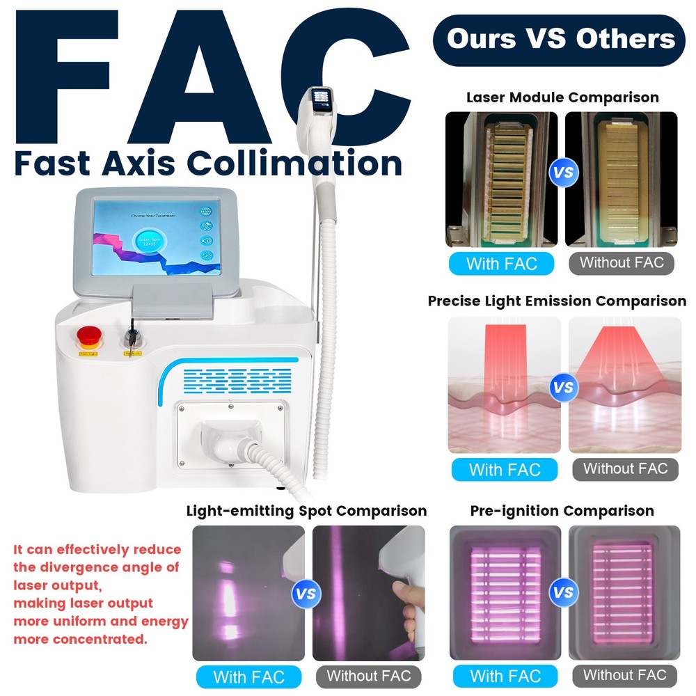 Diode Laser Hair Removal Machine 10Bars 4 Wavelength Painless Permanent Salon