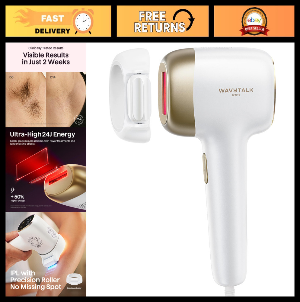IPL Hair Removal Device – Precision Roller for Face, Body & Bikini – Painless, L
