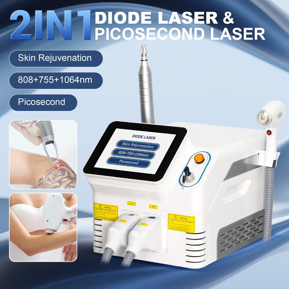 2 in 1 Diode 808 Laser Hair Removal & Picosecond Laser Tattoo Removal Machine