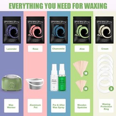Waxing Kit – TIKESI Wax Warmer for Hair Removal, Hard Wax Kit with 14oz 5 Bag…
