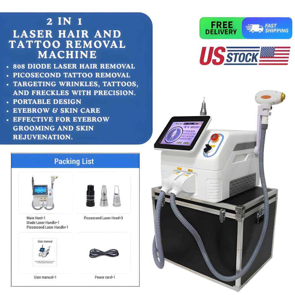 2in1 808 Diode Laser Hair & Picosecond Tattoo Removal Machine Yag 755 808 1064