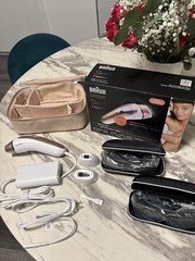Braun IPL Hair Removal Device Model 6036, 3 Heads, Pouch, White/Gold