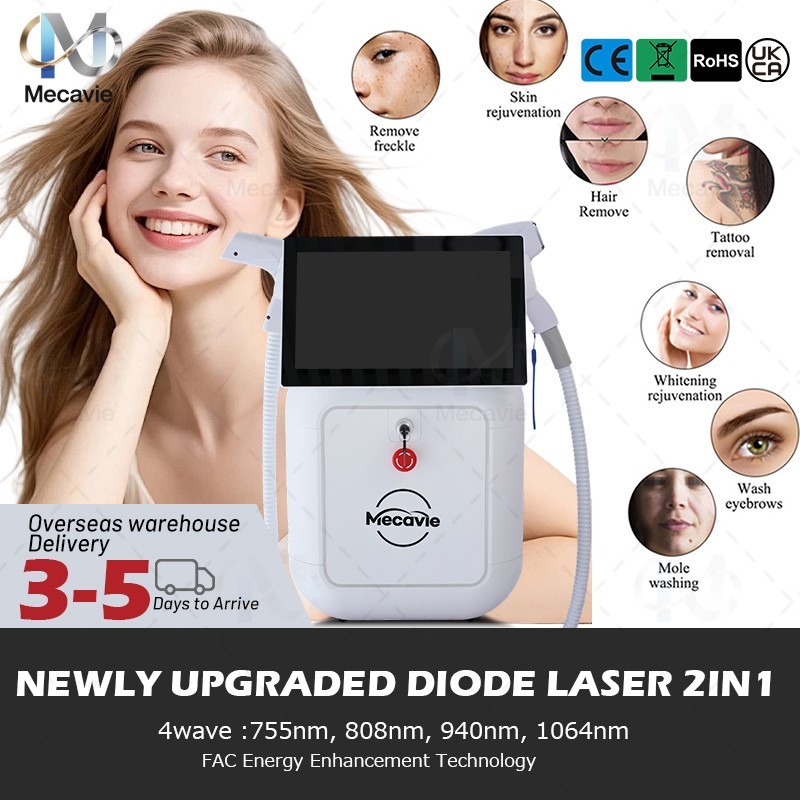 2IN1 Diode & Pico YAG Laser Hair Tattoo Removal 4 Wavelength Salon Machine