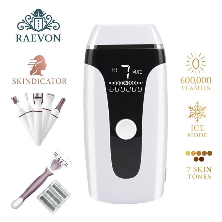 RAEVON™ IPL Hair Removal Device & grooming set with SKINDICATOR™ Technology