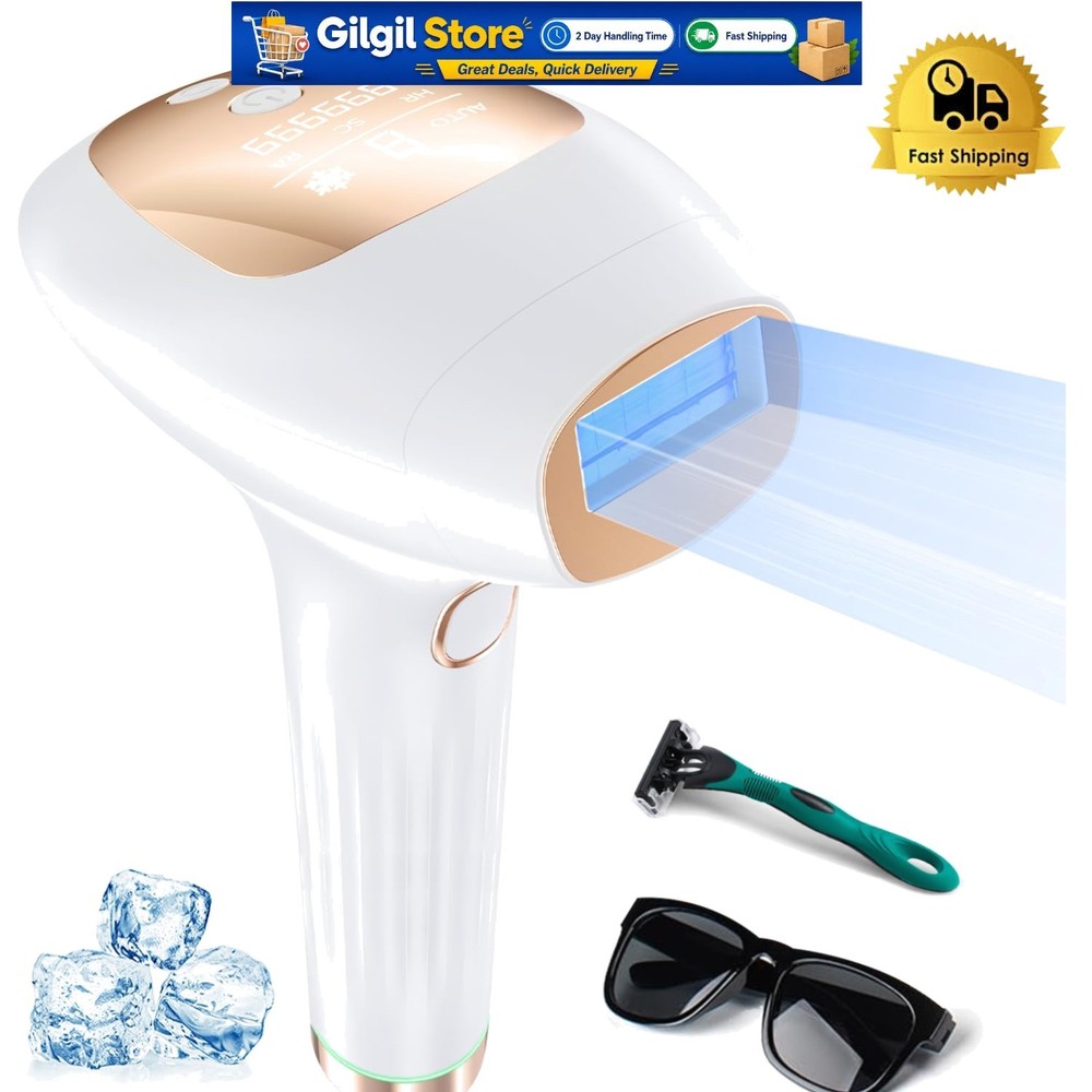 At-Home Painless IPL Hair Removal Device for Face, Legs, Bikini Line – 9 Levels